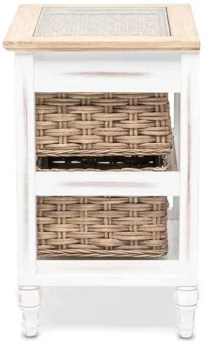 Seawinds Island Breeze 2-Basket Storage Cabinet Weathered Wood/White Finish