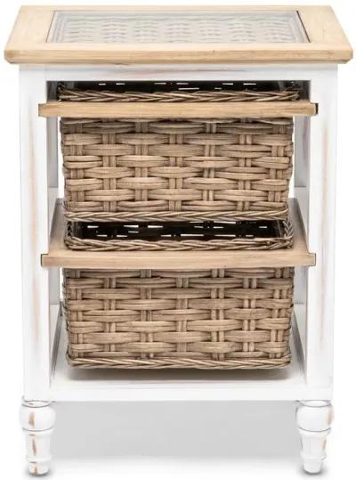 Seawinds Island Breeze 2-Basket Storage Cabinet Weathered Wood/White Finish