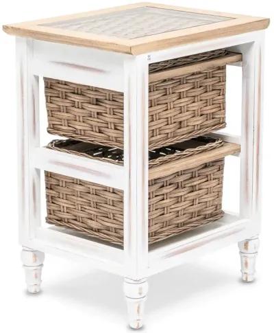 Seawinds Island Breeze 2-Basket Storage Cabinet Weathered Wood/White Finish