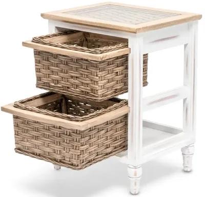 Seawinds Island Breeze 2-Basket Storage Cabinet Weathered Wood/White Finish