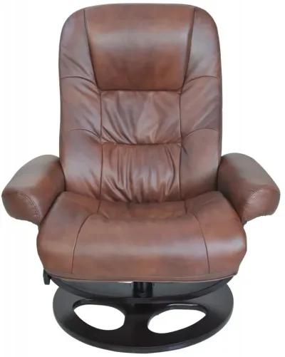 Barcalounger Jacque Pedestal Hilton Whiskey Leather Recliner Chair