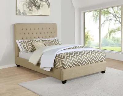 Coaster Chloe Upholstered Full Panel Bed Oatmeal