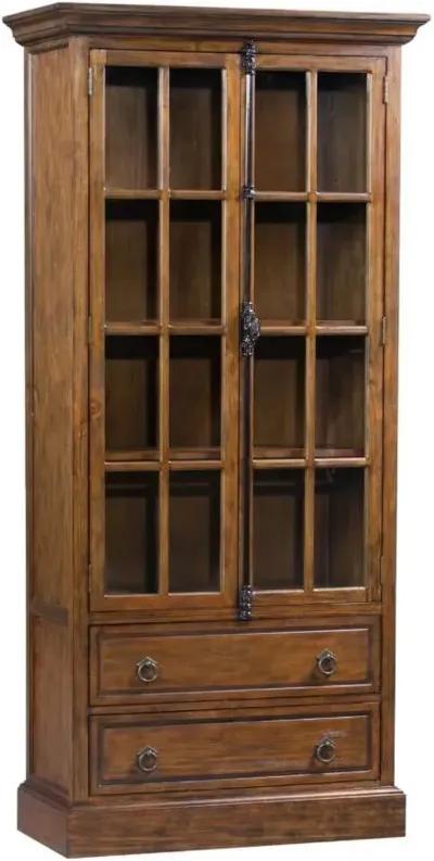 Crestview Hawthorne Estate Distressed Pecan Curio Cabinet