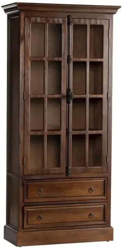 Crestview Hawthorne Estate Distressed Pecan Curio Cabinet