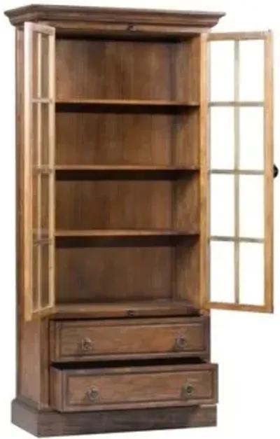 Crestview Hawthorne Estate Distressed Pecan Curio Cabinet