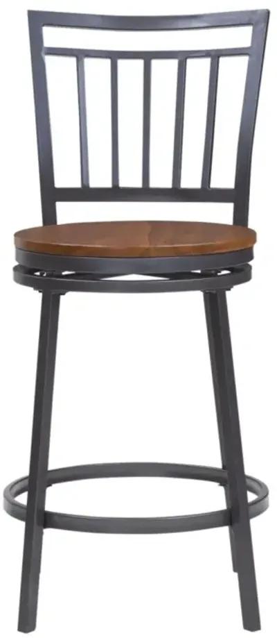 Filmore Stool with Back Metal Frame in Slate Grey with Golden Oak Seat