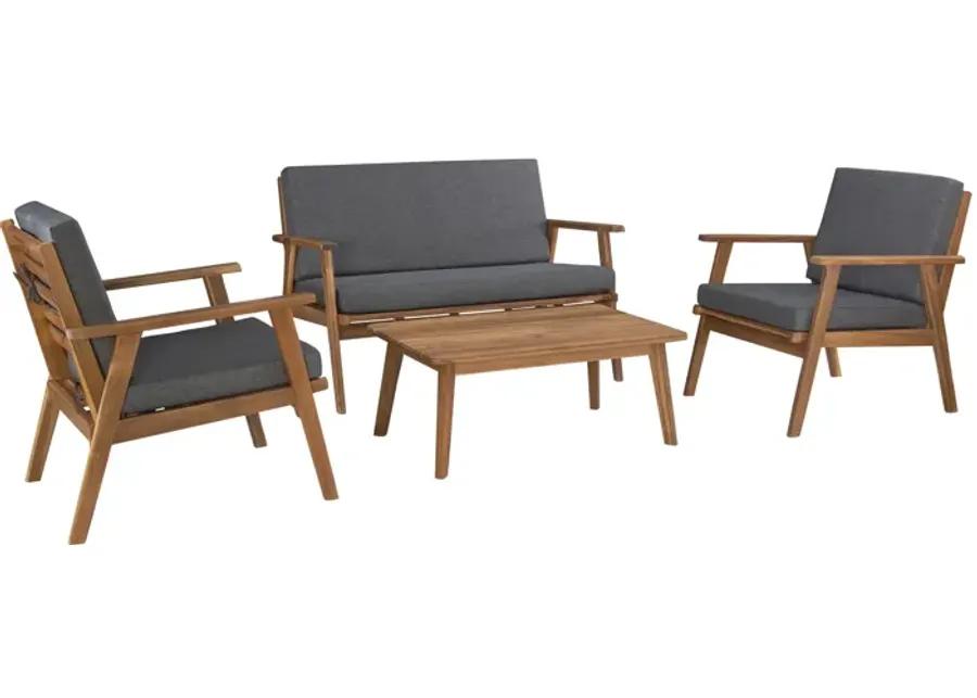 COLE OUTDOOR CHAT 4-PC SEATING SET WITH GREY CUSHIONS