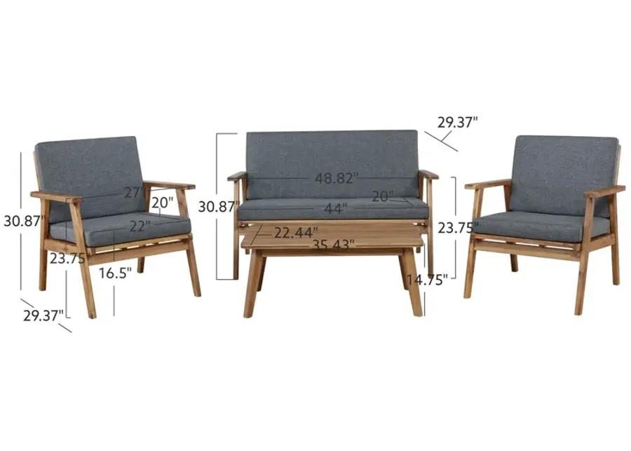 COLE OUTDOOR CHAT 4-PC SEATING SET WITH GREY CUSHIONS