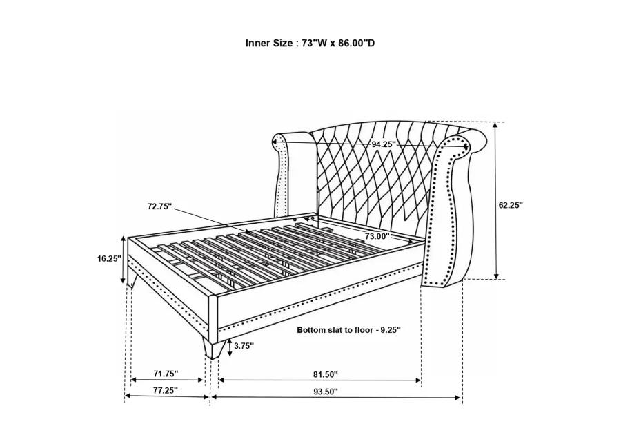 BARZINI CALIFORNIA KING UPHOLSTERED BED WHITE