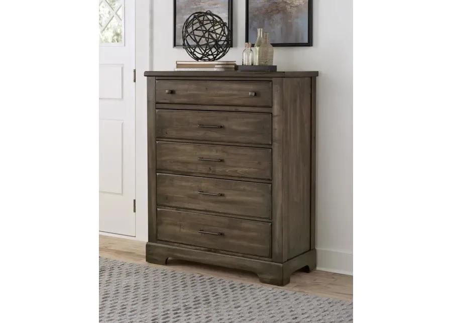 COOL RUSTIC 5 DRAWER CHEST - MINK