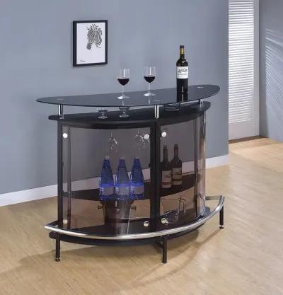 Amarillo Freestanding Glass Top Home Bar Wine Cabinet Black