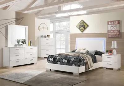 Felicity Wood Full Led Panel Bed White High Gloss