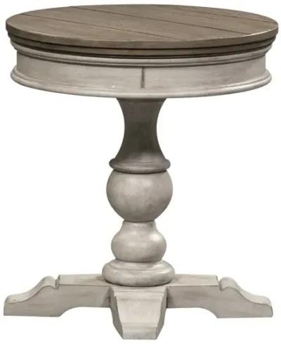 Liberty Furniture Heartland Antique White Pedestal Chairside Table