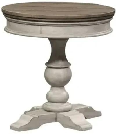 Liberty Furniture Heartland Antique White Pedestal Chairside Table