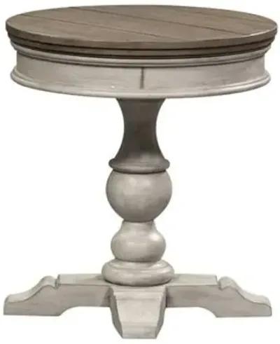 Liberty Furniture Heartland Antique White Pedestal Chairside Table