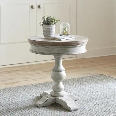 Liberty Furniture Heartland Antique White Pedestal Chairside Table