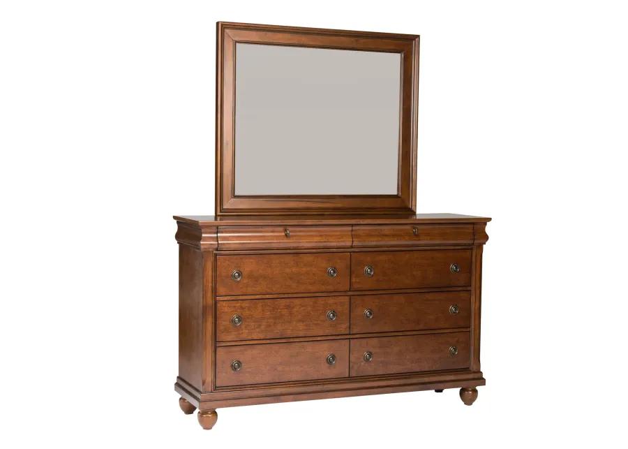 QUEEN SLEIGH BED DRESSER & MIRROR - RUSTIC TRADITIONS