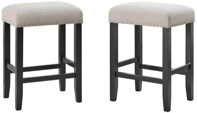 Martin Svensson Cordero Black 25 Inch Tall Counter-Height Bar Stool with Upholstered Oatmeal Seat