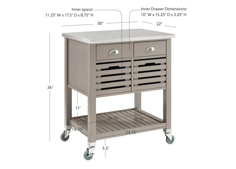 NOELLE GREY KITCHEN CART