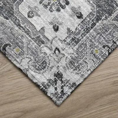 Modern Distressed Floral Medallion 5'X8' Area Rug in soft Grey Tones