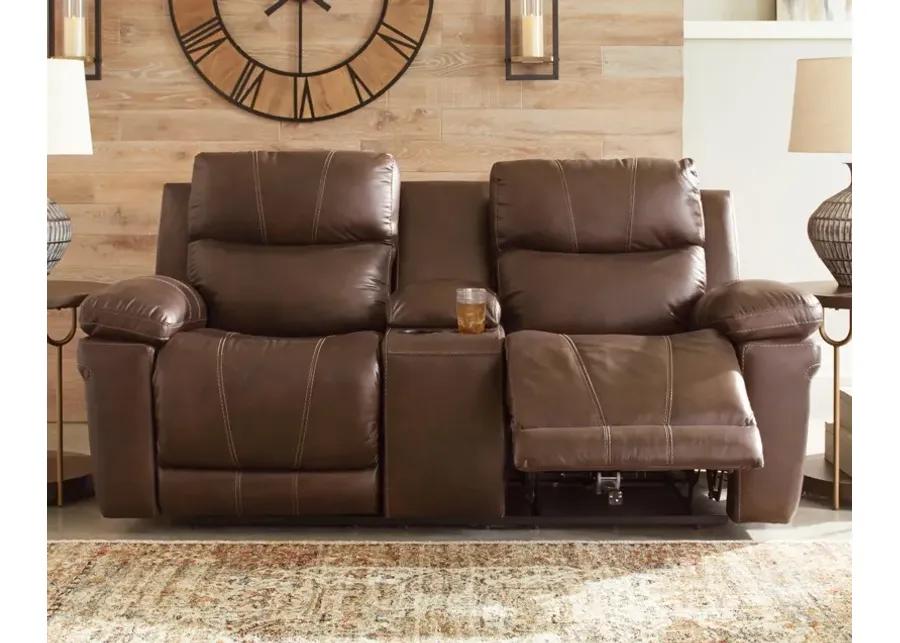 EDMAR POWER RECLINING LOVESEAT WITH CONSOLE CHOCOLATE SIGNATURE DESIGN