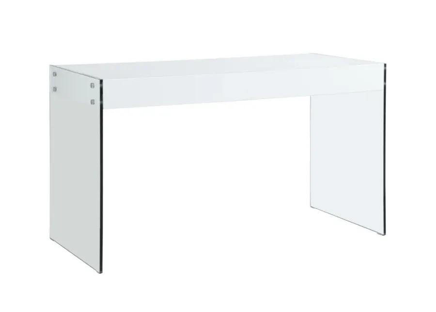 CONTEMPORARY GLOSS WHITE & GLASS HOME OFFICE DESK