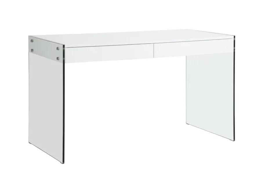 CONTEMPORARY GLOSS WHITE & GLASS HOME OFFICE DESK