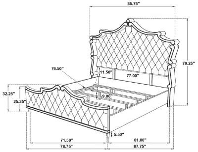 Coaster Antonella Upholstered King Panel Bed Ivory & Camel