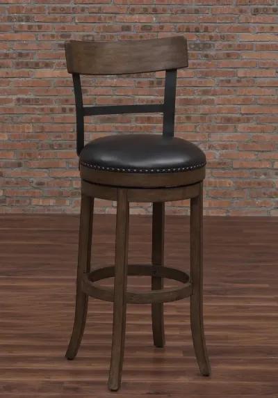 American Woodcrafters Taranto Stool with Wood Back Frame in Washed Brown