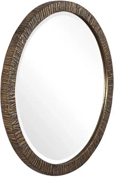 WAYDE GOLD BARK ROUND MIRROR