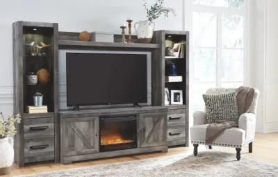 Wynnlow 4-Piece Rustic Gray Entertainment Center With Fireplace