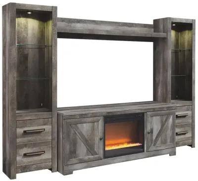 Wynnlow 4-Piece Rustic Gray Entertainment Center With Fireplace