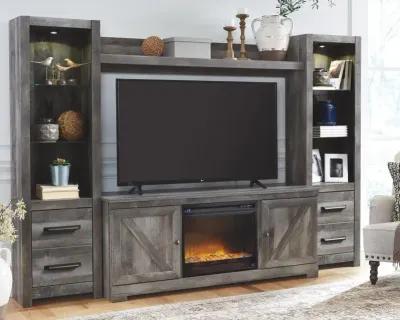 Wynnlow 4-Piece Rustic Gray Entertainment Center With Fireplace