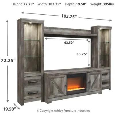 Wynnlow 4-Piece Rustic Gray Entertainment Center With Fireplace