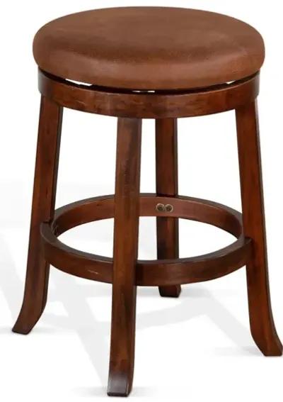 Sunny Designs Santa Fe Dark Chocolate 24 Inch Swivel Counter-Height Stool with Cushioned Seat