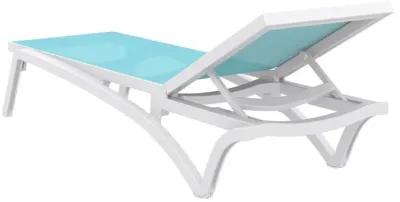 PACIFIC SLING CHAISE LOUNGE WHITE FRAME TURQUOISE SLING