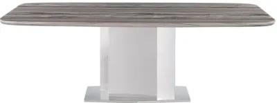 ISABEL CONTEMPORARY MARBLE DINING TABLE WITH STAINLESS STEEL BASE