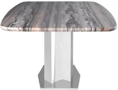 ISABEL CONTEMPORARY MARBLE DINING TABLE WITH STAINLESS STEEL BASE