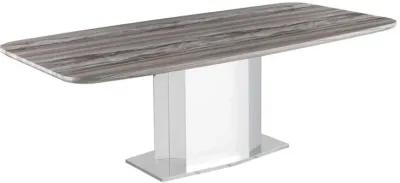 ISABEL CONTEMPORARY MARBLE DINING TABLE WITH STAINLESS STEEL BASE