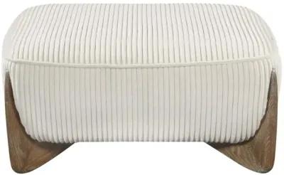 Chintaly Charleston Beige Modern Oversized Ottoman with Wooden Legs