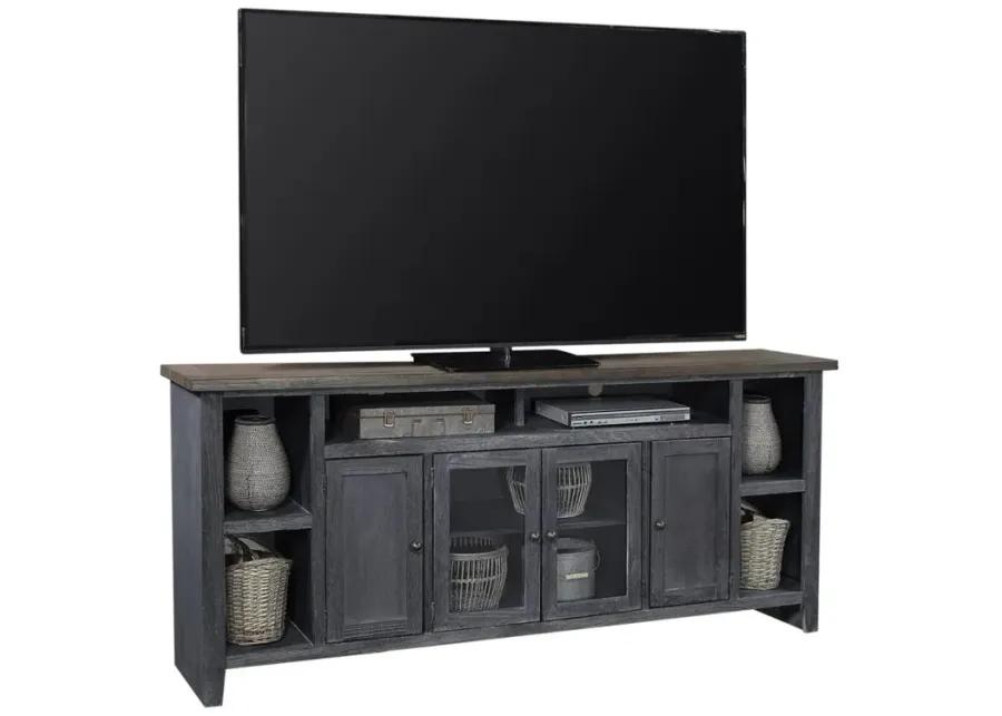 EASTPORT DRIFTED BLACK 84 INCH TV STAND CONSOLE WITH 4 DOORS