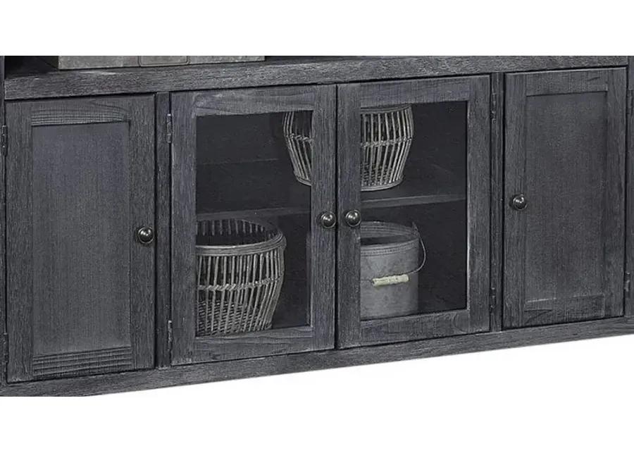 EASTPORT DRIFTED BLACK 84 INCH TV STAND CONSOLE WITH 4 DOORS