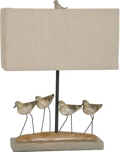 Crestview Shore Birds Antique Wood & Black Table Lamp