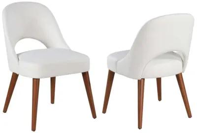 Chintaly Kenza White Open Back Side Chair with Solid Wood Legs