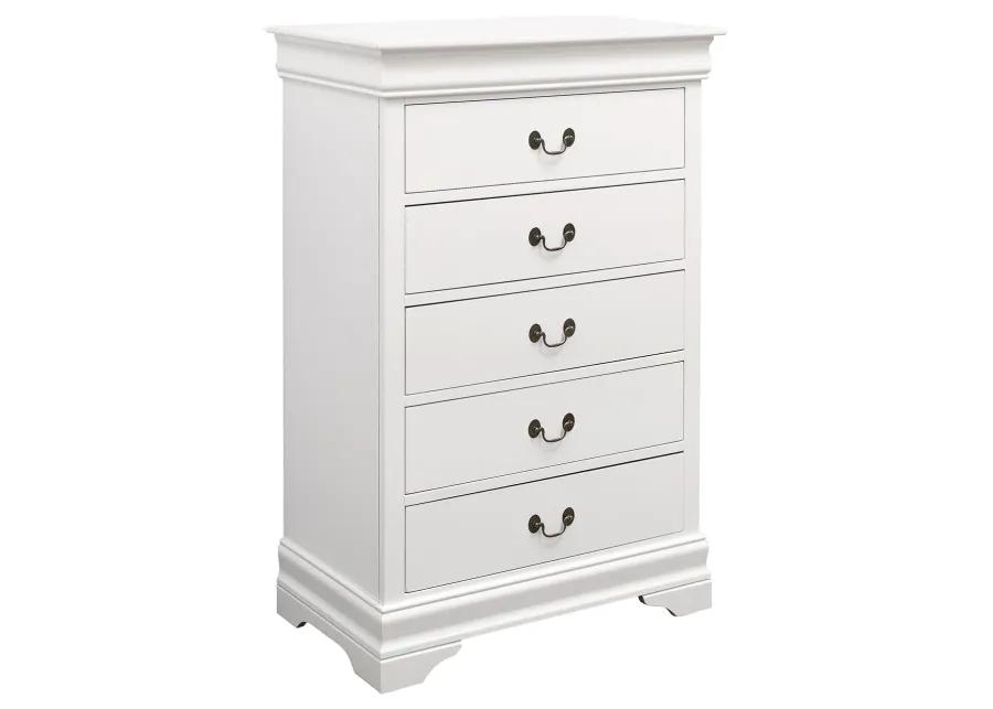 LOUIS PHILIPPE FIVE-DRAWER CHEST WHITE