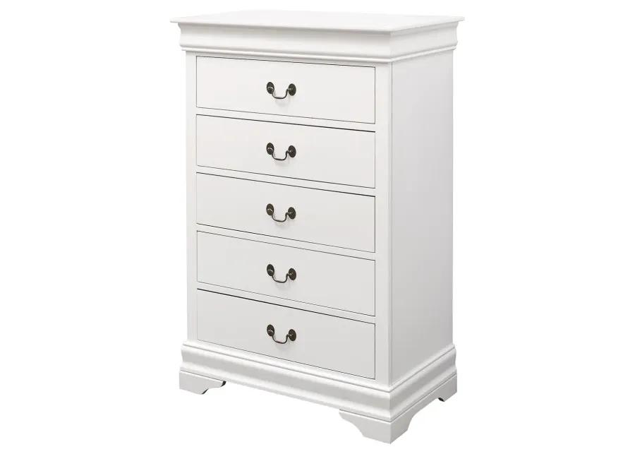 LOUIS PHILIPPE FIVE-DRAWER CHEST WHITE