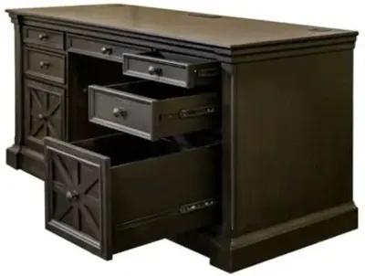 Martin Furniture Kingston Dark Chocolate Rub Through with Criss-Cross Detail Credenza Desk