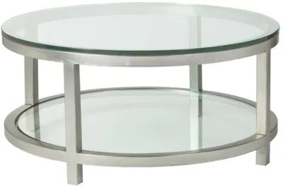 Artistica Home by Lexington Metal Designs Per Se 40 Inch Round Metal Cocktail Table Silver Leaf/Clear