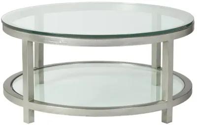 Artistica Home by Lexington Metal Designs Per Se 40 Inch Round Metal Cocktail Table Silver Leaf/Clear