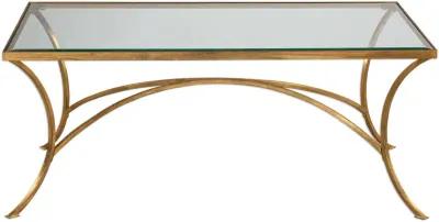 Uttermost Alayna Glass Coffee Table with Antique Gold Leaf Finish